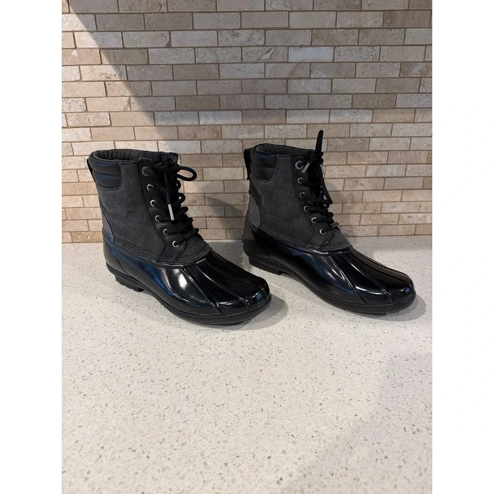 Michael Kors Black Duck Boots mens Waterproof Lace Up Rain Snow Winter Boots